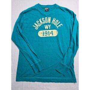 Outfitter Trading Co. Shirt Men's Large Blue Graphic Cotton Long Sleeve Pullover